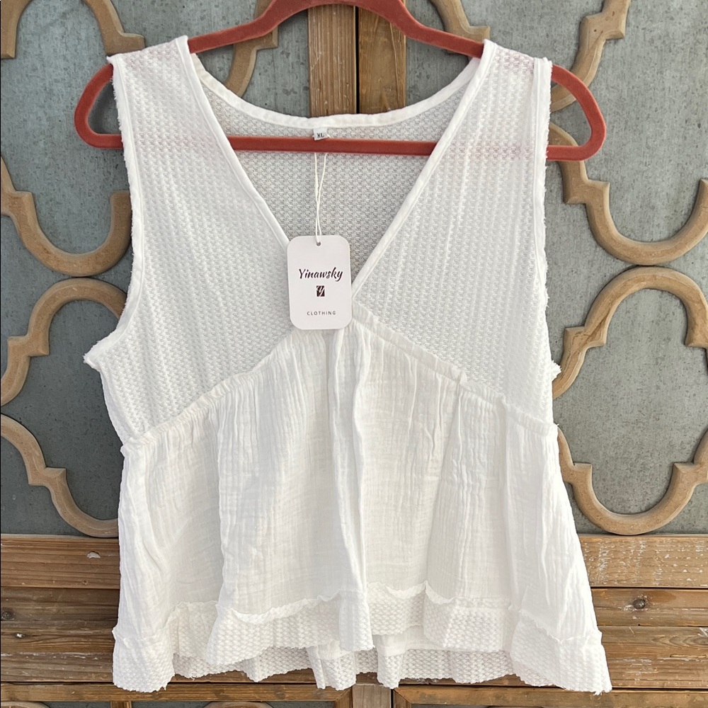 White Sleeveless Top